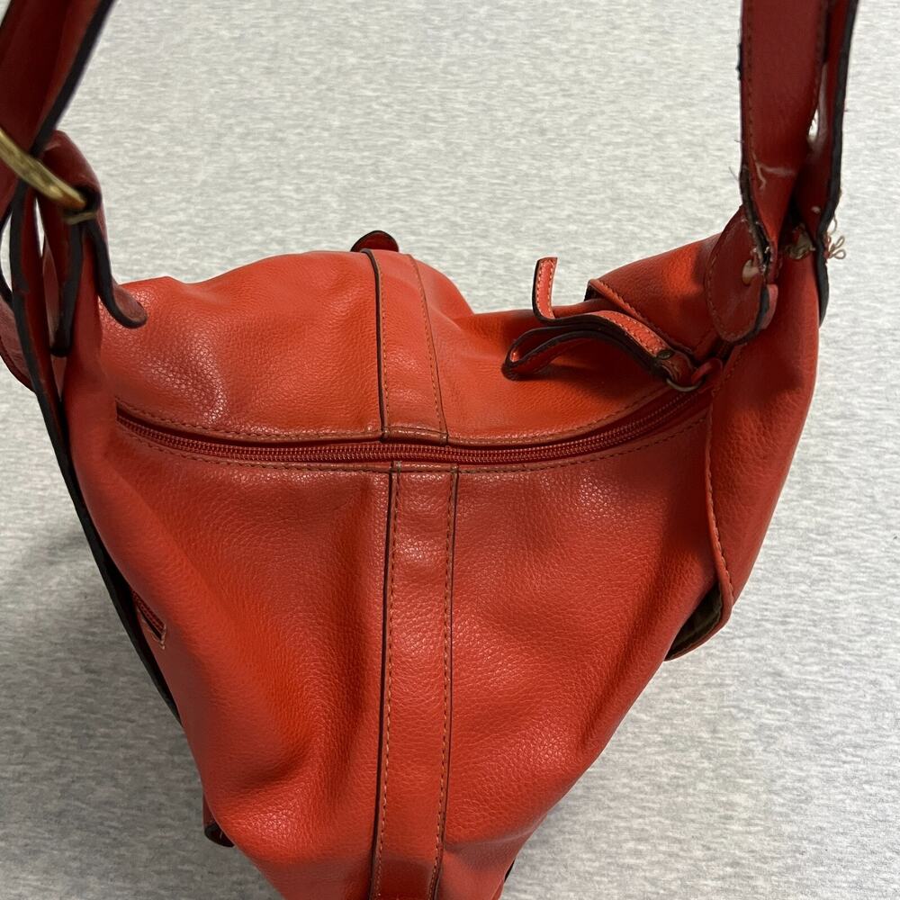 Vintage Nine West Backpack Bag PVC Vegan Faux Leather Orange 90's Pebbled - Picture 4 of 16